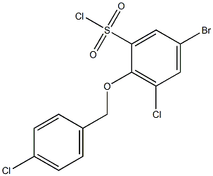 5-bromo-3-chloro-2-[(4-chlorophenyl)methoxy]benzene-1-sulfonyl chloride,,结构式