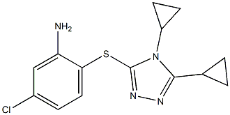 5-chloro-2-[(4,5-dicyclopropyl-4H-1,2,4-triazol-3-yl)sulfanyl]aniline Struktur