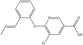 5-chloro-6-[2-(prop-1-en-1-yl)phenoxy]pyridine-3-carboxylic acid 化学構造式