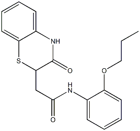 2-(3-oxo-3,4-dihydro-2H-1,4-benzothiazin-2-yl)-N-(2-propoxyphenyl)acetamide 结构式