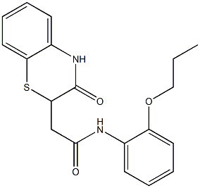 2-(3-oxo-3,4-dihydro-2H-1,4-benzothiazin-2-yl)-N-(2-propoxyphenyl)acetamide,,结构式