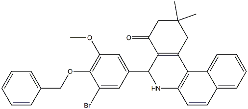 5-[4-(benzyloxy)-3-bromo-5-methoxyphenyl]-2,2-dimethyl-2,3,5,6-tetrahydrobenzo[a]phenanthridin-4(1H)-one Structure