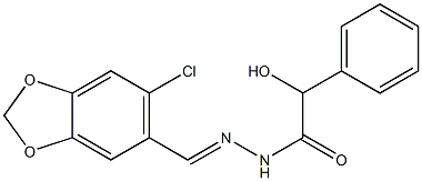 N'-[(6-chloro-1,3-benzodioxol-5-yl)methylene]-2-hydroxy-2-phenylacetohydrazide Struktur