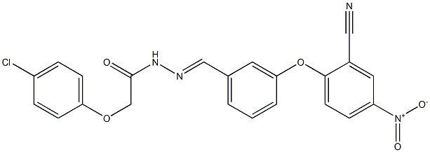 2-(4-chlorophenoxy)-N'-(3-{2-cyano-4-nitrophenoxy}benzylidene)acetohydrazide 结构式