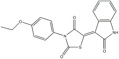 3-(4-ethoxyphenyl)-5-(2-oxo-1,2-dihydro-3H-indol-3-ylidene)-1,3-thiazolidine-2,4-dione 化学構造式
