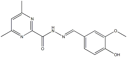 N'-(4-hydroxy-3-methoxybenzylidene)-4,6-dimethyl-2-pyrimidinecarbohydrazide 结构式