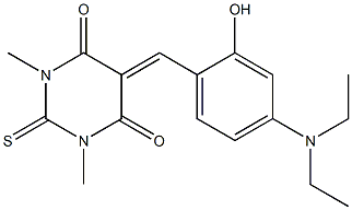 5-[4-(diethylamino)-2-hydroxybenzylidene]-1,3-dimethyl-2-thioxodihydro-4,6(1H,5H)-pyrimidinedione,,结构式