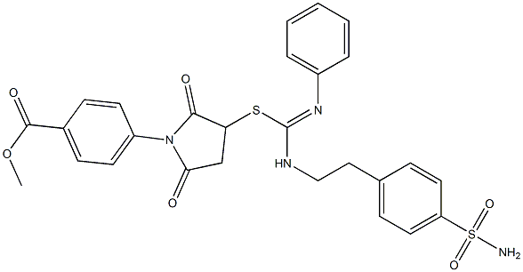 methyl 4-(3-{[({2-[4-(aminosulfonyl)phenyl]ethyl}amino)(phenylimino)methyl]sulfanyl}-2,5-dioxo-1-pyrrolidinyl)benzoate Structure