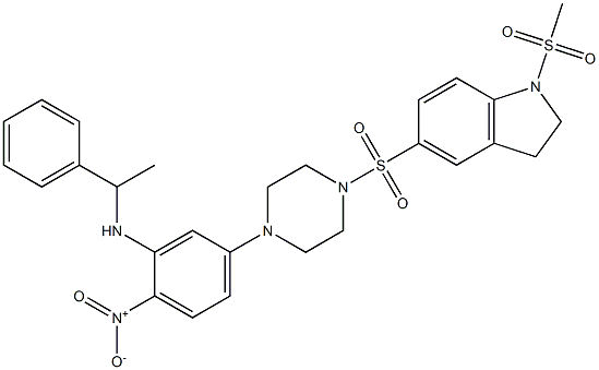 5-[(4-{4-nitro-3-[(1-phenylethyl)amino]phenyl}-1-piperazinyl)sulfonyl]-1-(methylsulfonyl)indoline|