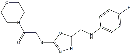 4-fluoro-N-({5-[(2-morpholin-4-yl-2-oxoethyl)sulfanyl]-1,3,4-oxadiazol-2-yl}methyl)aniline 化学構造式