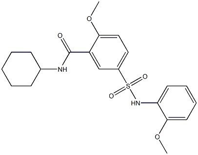N-cyclohexyl-2-methoxy-5-[(2-methoxyanilino)sulfonyl]benzamide Struktur