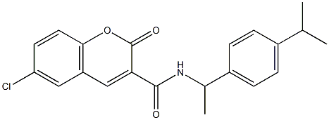 6-chloro-N-[1-(4-isopropylphenyl)ethyl]-2-oxo-2H-chromene-3-carboxamide,,结构式