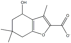 4-hydroxy-3,6,6-trimethyl-4,5,6,7-tetrahydro-1-benzofuran-2-carboxylate Struktur