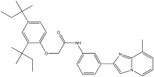 2-(2,4-ditert-pentylphenoxy)-N-[3-(8-methylimidazo[1,2-a]pyridin-2-yl)phenyl]acetamide,,结构式