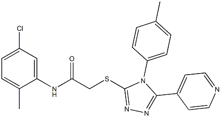 N-(5-chloro-2-methylphenyl)-2-{[4-(4-methylphenyl)-5-(4-pyridinyl)-4H-1,2,4-triazol-3-yl]sulfanyl}acetamide 结构式