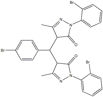 2-(2-bromophenyl)-4-{(4-bromophenyl)[1-(2-bromophenyl)-3-methyl-5-oxo-4,5-dihydro-1H-pyrazol-4-yl]methyl}-5-methyl-2,4-dihydro-3H-pyrazol-3-one,,结构式