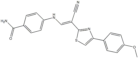 4-({2-cyano-2-[4-(4-methoxyphenyl)-1,3-thiazol-2-yl]vinyl}amino)benzamide Struktur