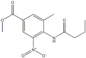 3-甲基-5-硝基-4-正丁酰胺基苯甲酸甲酯 结构式