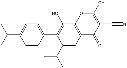 2,8-Dihydroxy-6-isopropyl-7-(4-isopropylphenyl)-4-oxo-4H-chromene-3-carbonitrile,,结构式