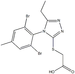 2-{[4-(2,6-dibromo-4-methylphenyl)-5-ethyl-4H-1,2,4-triazol-3-yl]sulfanyl}acetic acid 化学構造式