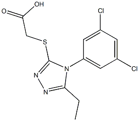 2-{[4-(3,5-dichlorophenyl)-5-ethyl-4H-1,2,4-triazol-3-yl]sulfanyl}acetic acid 化学構造式