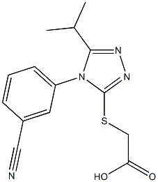 2-{[4-(3-cyanophenyl)-5-(propan-2-yl)-4H-1,2,4-triazol-3-yl]sulfanyl}acetic acid 化学構造式