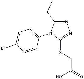 2-{[4-(4-bromophenyl)-5-ethyl-4H-1,2,4-triazol-3-yl]sulfanyl}acetic acid,,结构式