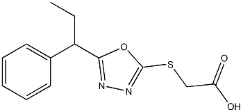 2-{[5-(1-phenylpropyl)-1,3,4-oxadiazol-2-yl]sulfanyl}acetic acid Struktur