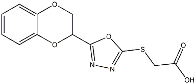 2-{[5-(2,3-dihydro-1,4-benzodioxin-2-yl)-1,3,4-oxadiazol-2-yl]sulfanyl}acetic acid 结构式