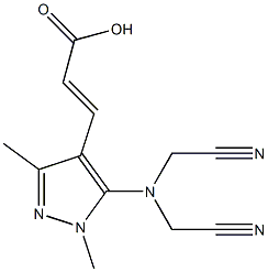 3-{5-[bis(cyanomethyl)amino]-1,3-dimethyl-1H-pyrazol-4-yl}prop-2-enoic acid,,结构式