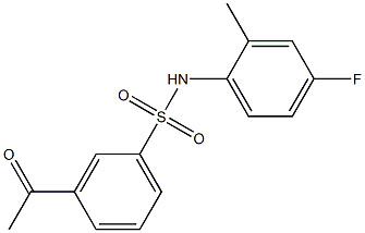 3-acetyl-N-(4-fluoro-2-methylphenyl)benzene-1-sulfonamide 化学構造式