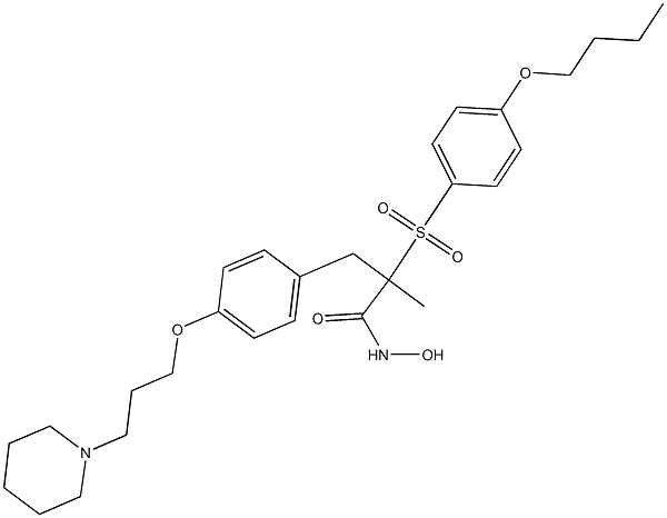 2-(4-BUTOXYPHENYLSULFONYL)-N-HYDROXY-2-METHYL-3-(4-(3-(PIPERIDIN-1-YL)PROPOXY)PHENYL)PROPANAMIDE 化学構造式