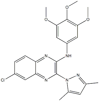 2-Quinoxalinamine,  6-chloro-3-(3,5-dimethyl-1H-pyrazol-1-yl)-N-(3,4,5-trimethoxyphenyl)- Structure