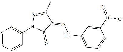 3-methyl-1-phenyl-1H-pyrazole-4,5-dione 4-[N-(3-nitrophenyl)hydrazone] Struktur