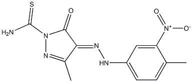 3-methyl-4-[(E)-2-(4-methyl-3-nitrophenyl)hydrazono]-5-oxo-4,5-dihydro-1H-pyrazole-1-carbothioamide,,结构式