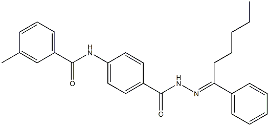 3-methyl-N-[4-({2-[(E)-1-phenylhexylidene]hydrazino}carbonyl)phenyl]benzamide 化学構造式