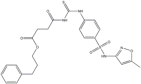 3-phenylpropyl 4-{[(4-{[(5-methyl-3-isoxazolyl)amino]sulfonyl}anilino)carbothioyl]amino}-4-oxobutanoate Structure