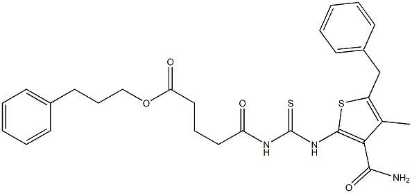 3-phenylpropyl 5-[({[3-(aminocarbonyl)-5-benzyl-4-methyl-2-thienyl]amino}carbothioyl)amino]-5-oxopentanoate|