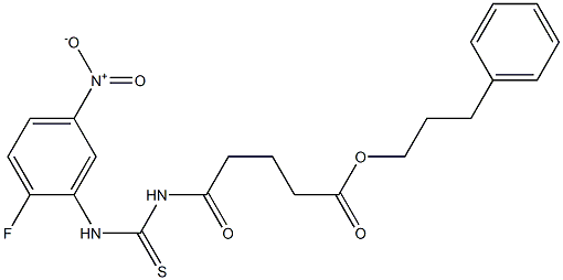 3-phenylpropyl 5-{[(2-fluoro-5-nitroanilino)carbothioyl]amino}-5-oxopentanoate Struktur