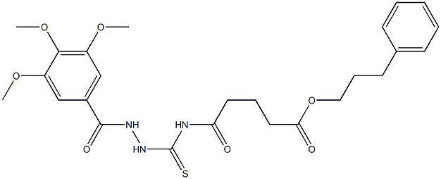 3-phenylpropyl 5-oxo-5-({[2-(3,4,5-trimethoxybenzoyl)hydrazino]carbothioyl}amino)pentanoate,,结构式