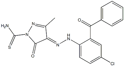 4-[(Z)-2-(2-benzoyl-4-chlorophenyl)hydrazono]-3-methyl-5-oxo-1H-pyrazole-1(5H)-carbothioamide,,结构式