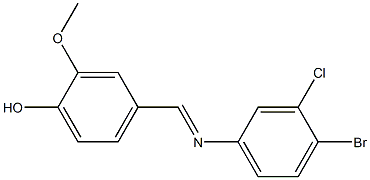 4-{[(4-bromo-3-chlorophenyl)imino]methyl}-2-methoxyphenol,,结构式