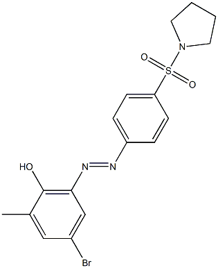 4-bromo-2-methyl-6-{(E)-2-[4-(1-pyrrolidinylsulfonyl)phenyl]diazenyl}phenol Structure