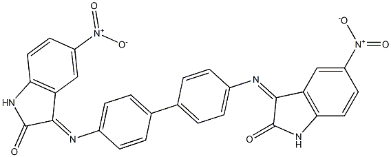 5-nitro-3-({4'-[(5-nitro-2-oxo-1,2-dihydro-3H-indol-3-ylidene)amino][1,1'-biphenyl]-4-yl}imino)-1H-indol-2-one 化学構造式