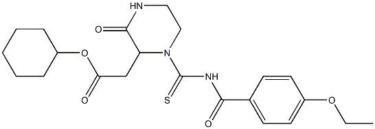 cyclohexyl 2-(1-{[(4-ethoxybenzoyl)amino]carbothioyl}-3-oxo-2-piperazinyl)acetate,,结构式