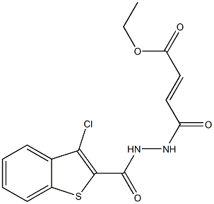 ethyl (E)-4-{2-[(3-chloro-1-benzothiophen-2-yl)carbonyl]hydrazino}-4-oxo-2-butenoate,,结构式