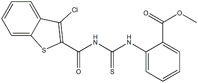 methyl 2-[({[(3-chloro-1-benzothiophen-2-yl)carbonyl]amino}carbothioyl)amino]benzoate 化学構造式