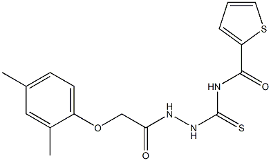 N-({2-[2-(2,4-dimethylphenoxy)acetyl]hydrazino}carbothioyl)-2-thiophenecarboxamide 结构式