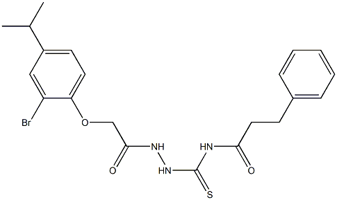 N-({2-[2-(2-bromo-4-isopropylphenoxy)acetyl]hydrazino}carbothioyl)-3-phenylpropanamide Struktur