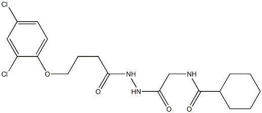 N-(2-{2-[4-(2,4-dichlorophenoxy)butanoyl]hydrazino}-2-oxoethyl)cyclohexanecarboxamide 化学構造式